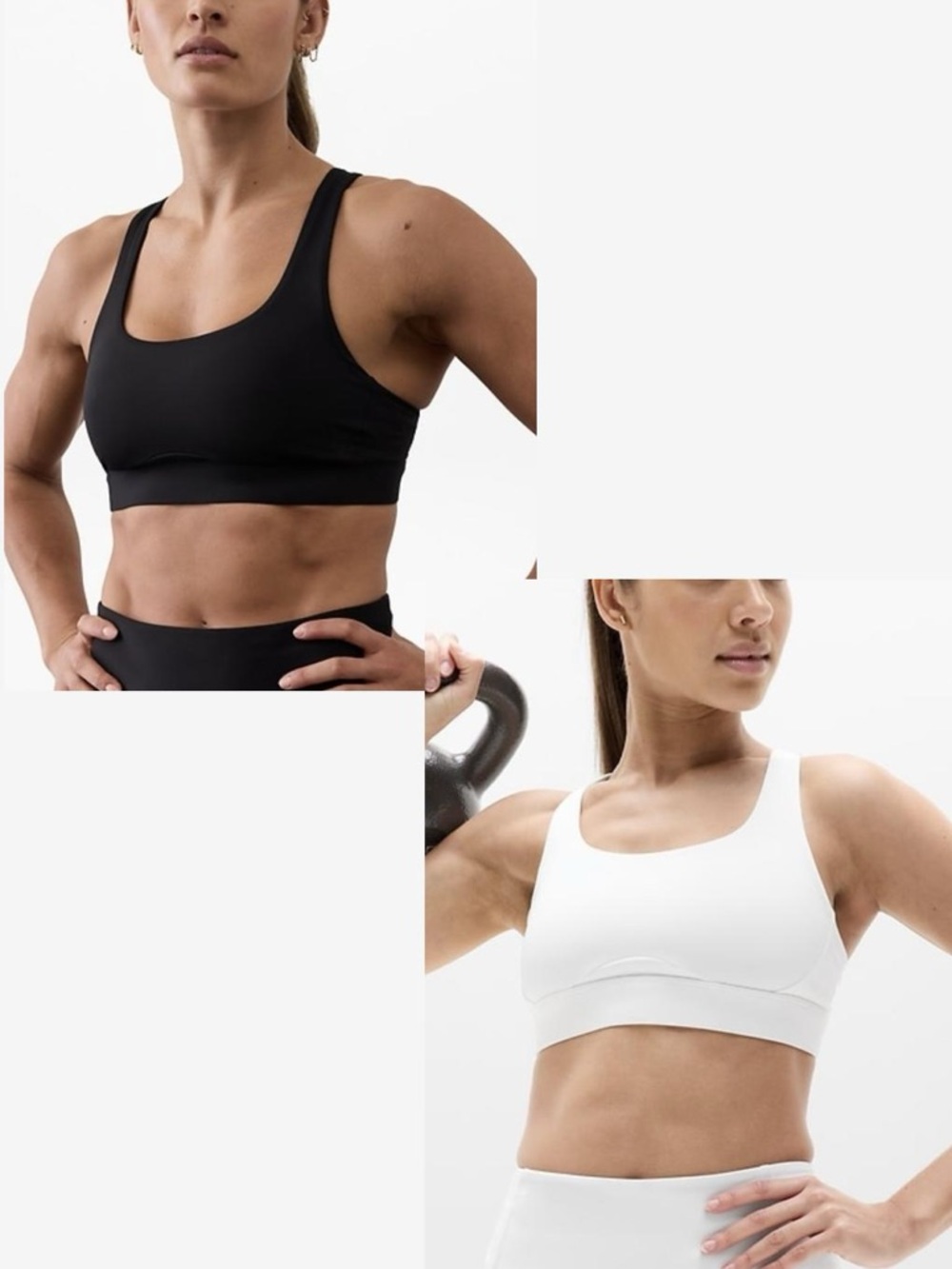 Athleta Interval Racerback Sports Bras Set - White & Black Size Medium